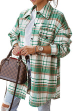 Sky Blue Plaid Flap Pocket Long Sleeve Shacket