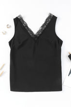 Lace Splicing Open Back V Neck Tank Top