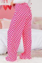 Pink Checkered Buttoned Shirt and High Waist Pants Pajama Set