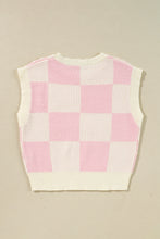 Pink Preppy Bow Detail Checkered Sweater Vest