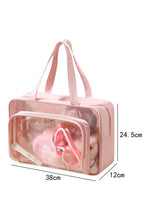 Pink Waterproof Multi Pockets Transparent Travel Makeup Bag