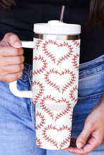 White Heart-shaped Baseball Stainless Thermos Cup with Handle