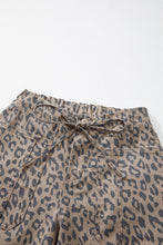 Khaki Leopard Printed Drawstring Waist Pocketed Wide Leg Jeans