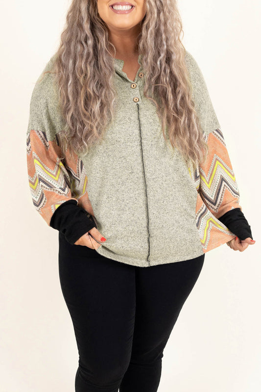 Plus Size Chevron Sleeves Top