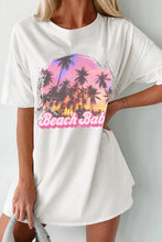 White Beach Babe Half Sleeve Graphic Tunic T Shirt