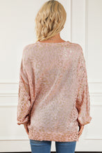 Apricot Glitter Leopard Print Puff Sleeve Sweater