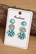 Sea Green 3 Pairs Western Turquoise Stud Earrings