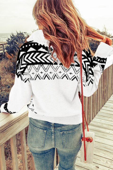 Geometry Knit Quarter Zip Sweater