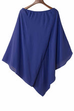 Blue Solid Color One Shoulder Batwing Sleeve Mini Dress