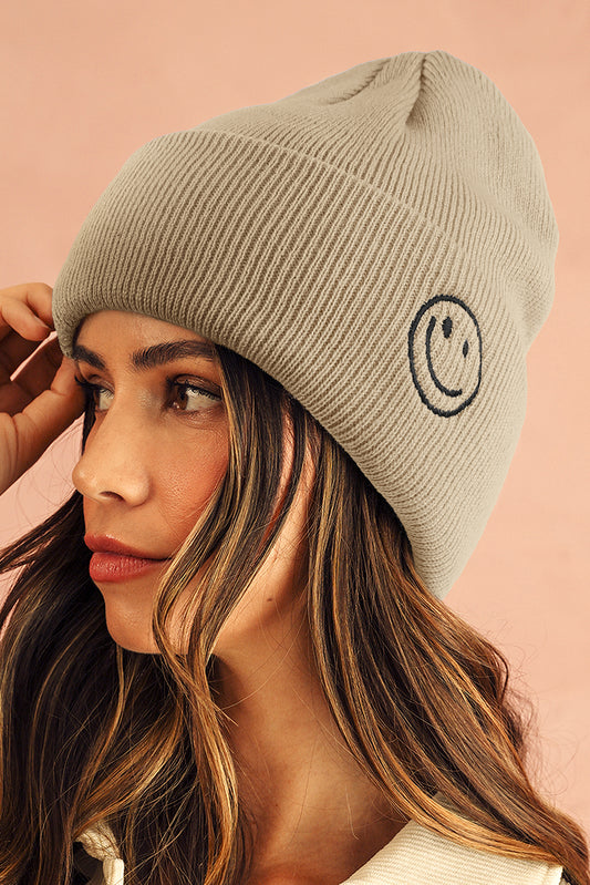 White Smiley Face Eaveless Beanie Hats