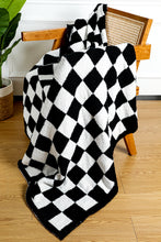 Color black Plush Checkered Print Sofa Blanket 127*152cm