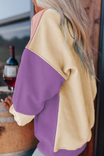 Meadow Mauve Colorblock Patchwork Drop Shoulder Sweatshirt