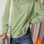 Smoke Green Solid Fleece Lined Drop Shoulder Terry Sweatshirt