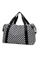 Black Checkered Print Large Capacity Tote Bag