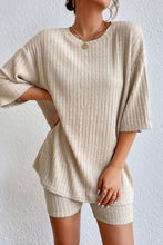 Apricot Plain Ribbed Loose Fit Two Piece Lounge Set