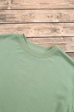 Smoke Green Plain Drop Shoulder Crewneck Pullover Sweatshirt