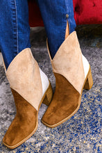 Chestnut Colorblock Suede Heeled Ankle Booties