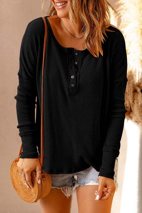 Top henley de punto gofre