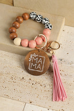 MAMA Wood Pendant Leopard Fringe Keychain