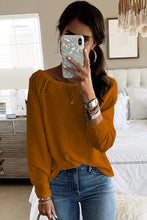 Brown Long Sleeve Cutout Shoulder Relaxed Sweater