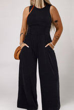 Black Plus Size Sleeveless Cinched Waist Wide Leg Jumpsuit