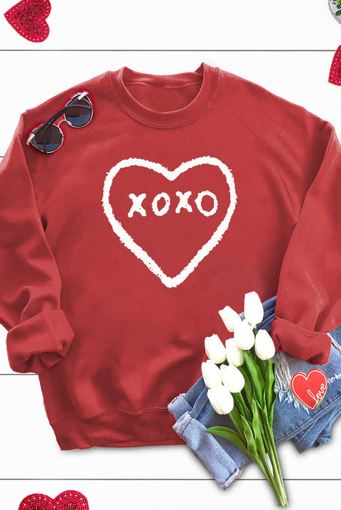 xoxo Heart Pattern Print Valentines Sweatshirt