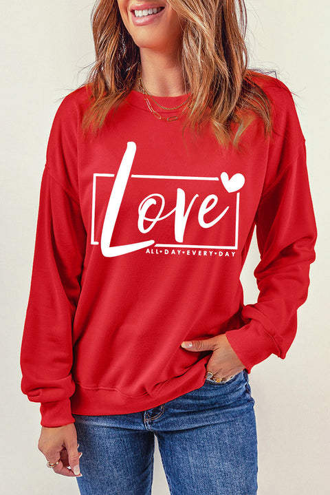 Heart Shaped Embroidered Pullover Sweatshirt