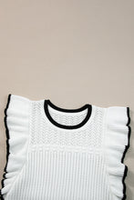 White Crochet Eyelet Flounce Tank Top