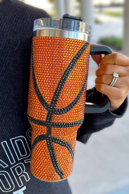 Chestnut Game Day Basketball Rhinestone Studded 40 Oz Tumbler