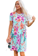 Short Sleeve High Waist Floral T-shirt Dress