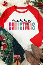 Christmas Tree Snowflakes Graphic Raglan Top