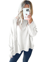 Exposed Seam Drop Shoulder Raw Hem Oversized Sweatshirt