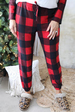 Christmas Pattern Plaid Color Block Two Piece Lounge Set