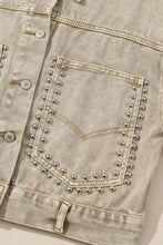 Pink Rivet Studded Pocketed Denim Jacket