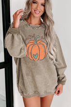 Khaki Give Thanks Pumpkin Graphic Corded Sweatshirt