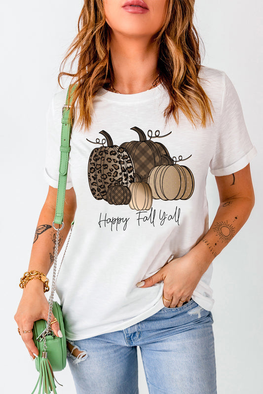 Happy Fall Y'all Pumpkin Print Graphic T Shirt