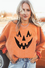 Sudadera con gráfico de cara sonriente de calabaza naranja