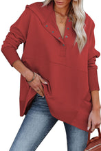 Batwing Sleeve Pocketed Henley Hoodie