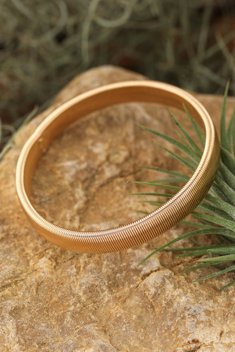 Gold Stretchy Metal Wide Bangle