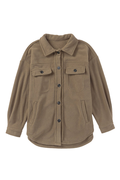 Turn Down Collar Buttoned Shirt Jacket