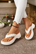 White Braided Pattern Thick Sole Flip Flop