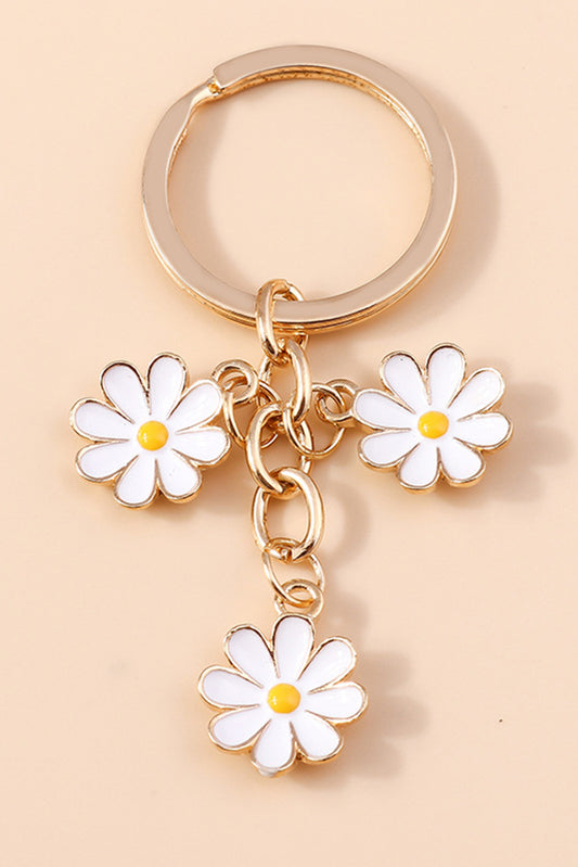 White Cute Daisy Shape Ornament Key Ring