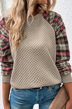 Apricot Plaid Raglan Sleeve Sweatshirt