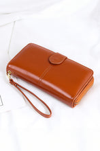 Cinnamon Faux Leather Zip Around Wrist Strap Long Wallet