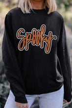 Black Spooky Rhinestone Drop Shoulder Graphic Sweatshirt