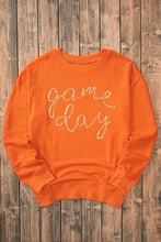 Orange Rhinestone game day Pattern Drop Shoulder Sweatshirt