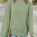 Smoke Green Plain Drop Shoulder Crewneck Pullover Sweatshirt