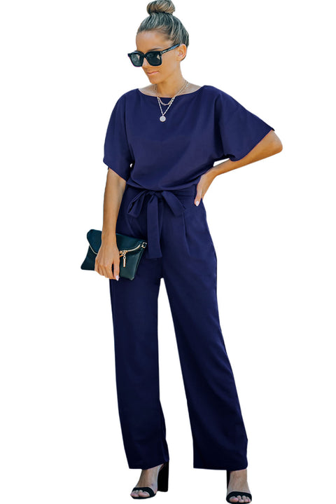 Belted Wide Leg Jumpsuit