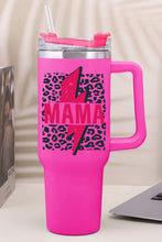 Taza aislante de acero inoxidable con estampado de leopardo Mama con asa de 40 oz