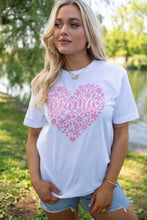 White Floral mama Heart Shape Graphic T Shirt